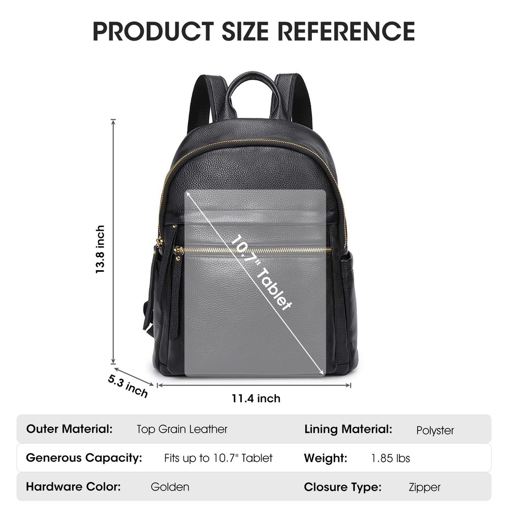 Genuine Leather Backpack Purse for Women Multi-functional Elegant Daypack Sof...