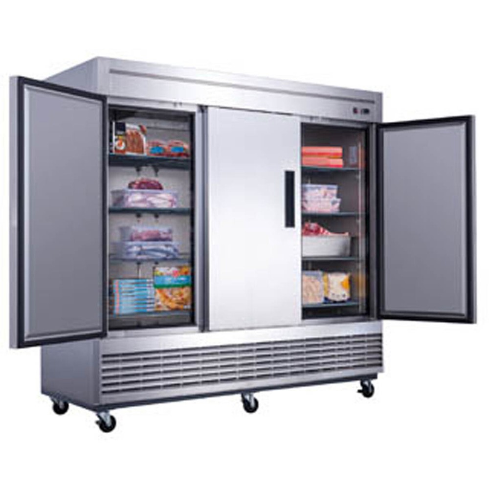 Dukers Appliance Co D83F 82" Three Section Solid Door Reach-In Freezer