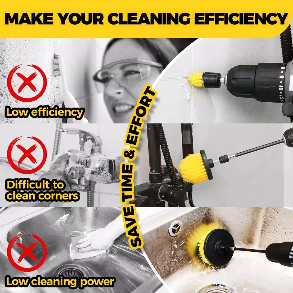 6 Pack Drill Brush Attachment Scrubber Brushes Set Kit with Adapter