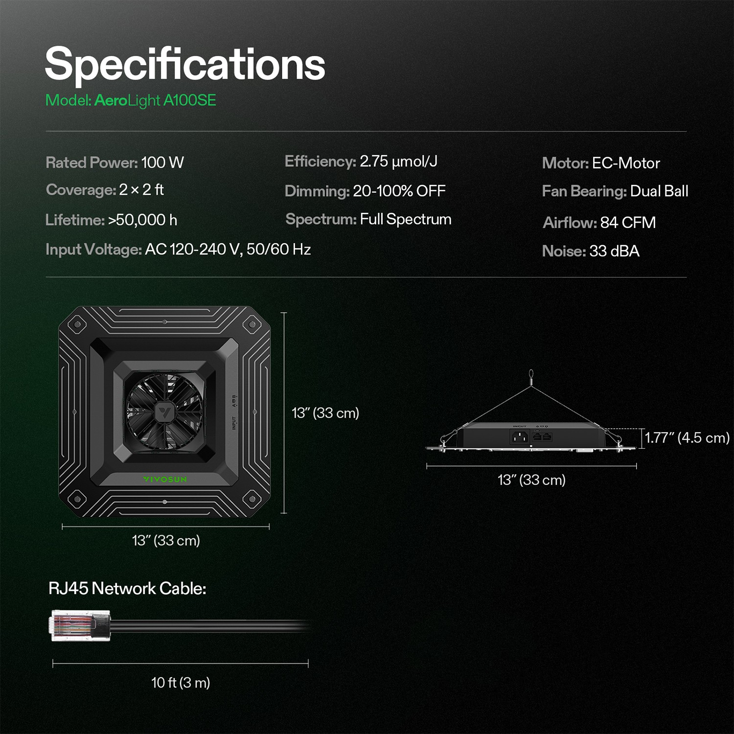 VIVOSUN 2x2ft E42A+ Pro Grow Tent Kit w/ Aerolight A100SE & T4 Ventilation Kit