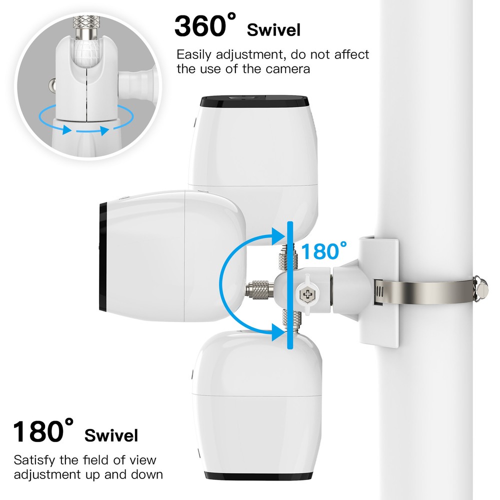 Pole Mount for Arlo Camera Arlo Pro 360°Adjustable Railing Bracket Clip Holder