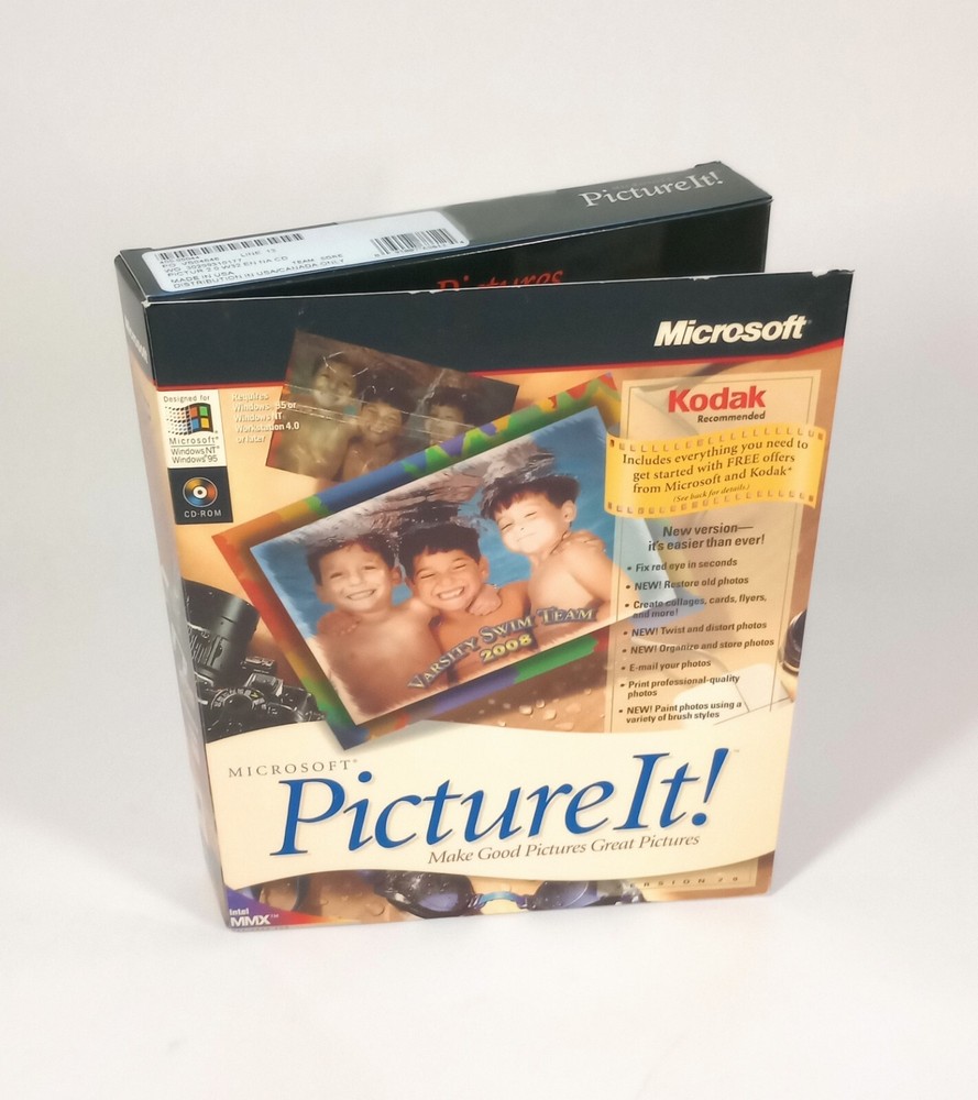 NEW SEALED! Microsoft Picture It! Version 2.0 Windows 95 Software Big Box Retro