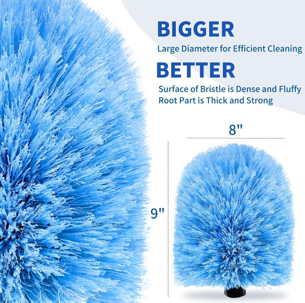 2 Pack Screw on Webster Cobweb Duster Head for Pole,Spider Web Remover Brush,...