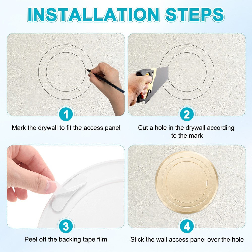 1-Pack Access Panel for Drywall, 3x3 Inch Round Plastic Removable [Gold Tone]
