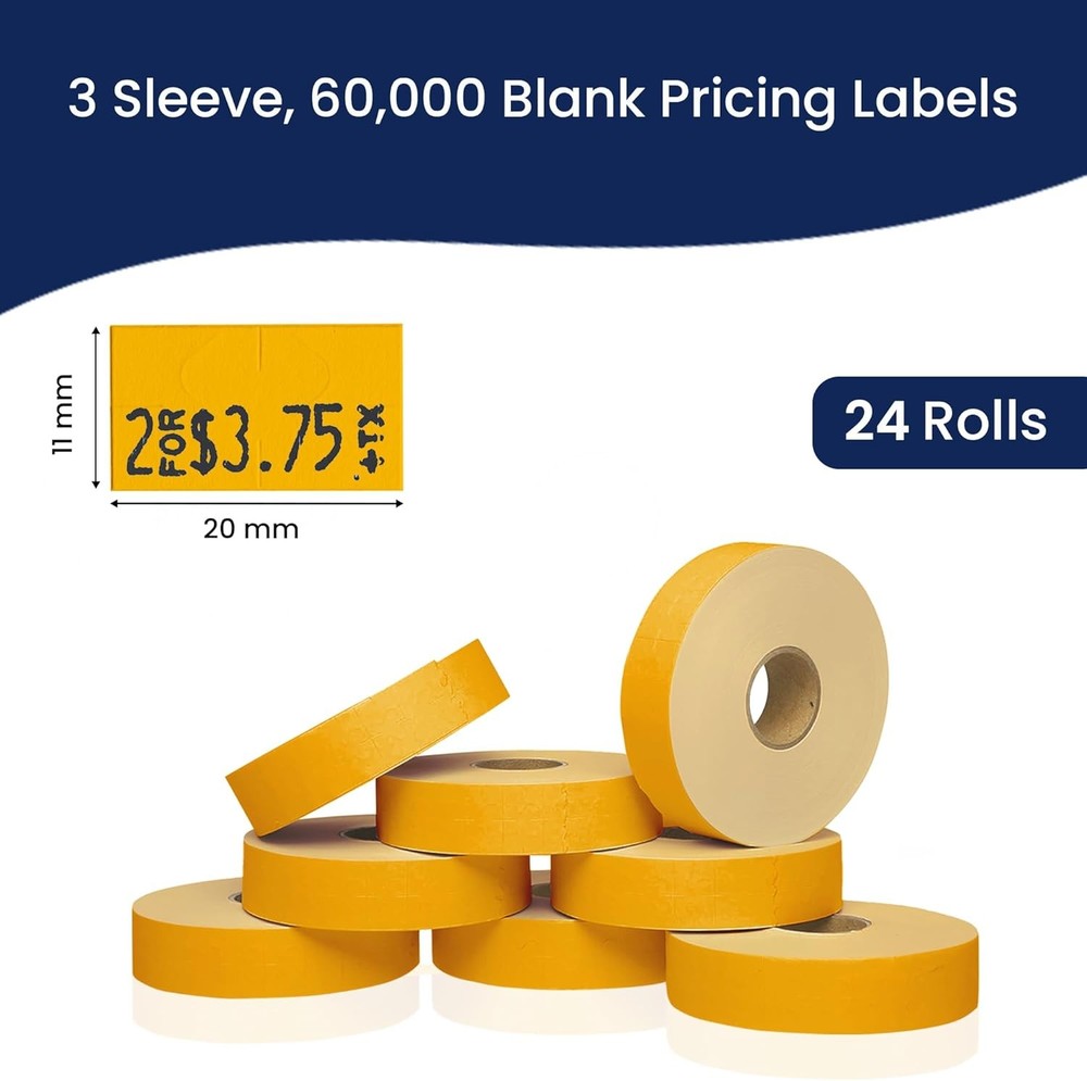 Perco Fluorescent Orange Pricing Labels for 3 Sleeves,
