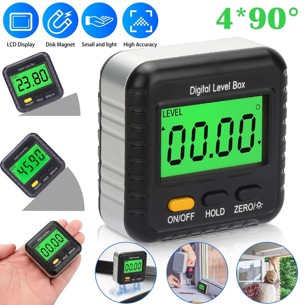 4*90° Magnetic LCD Digital Level Box Bevel Angle Measuring Tools Accessories