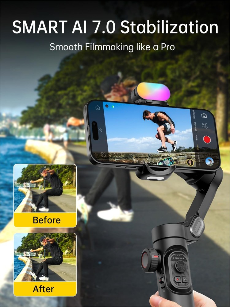 Phone Gimbal Stabilizer 3-Axis Smartphone Foldable Handheld Gimbal for iPhone...