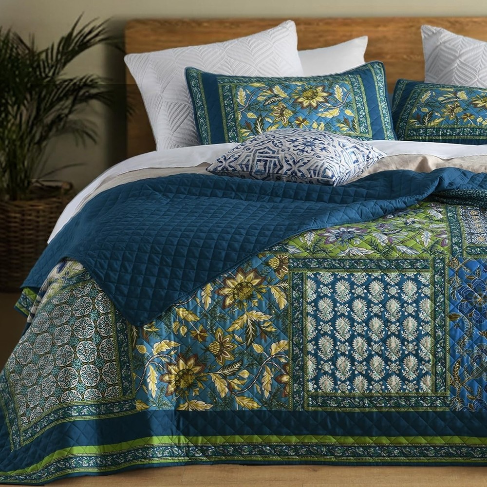 Twin Quilt Set Bed Patchwork Quilts Queen Size Comforter Coverlet Bedspread
