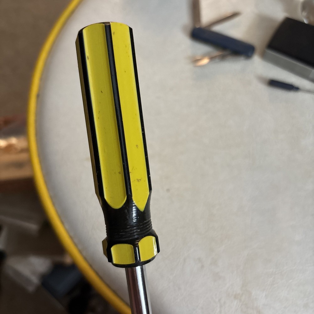 Yellow And Black Handled Flathead Screwdriver 9.5”