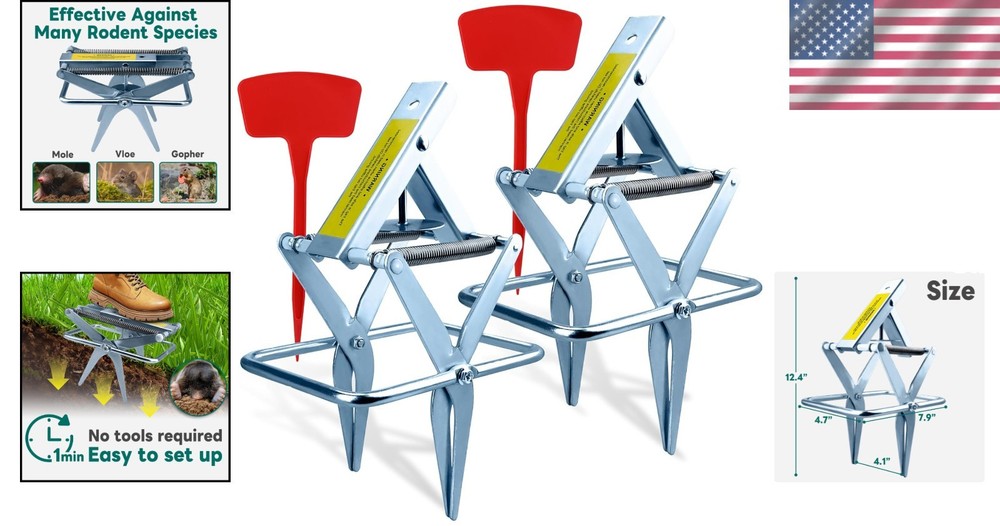 Versatile 2 Pack Mole Traps - Effective Scissor Design for Lawn Protection
