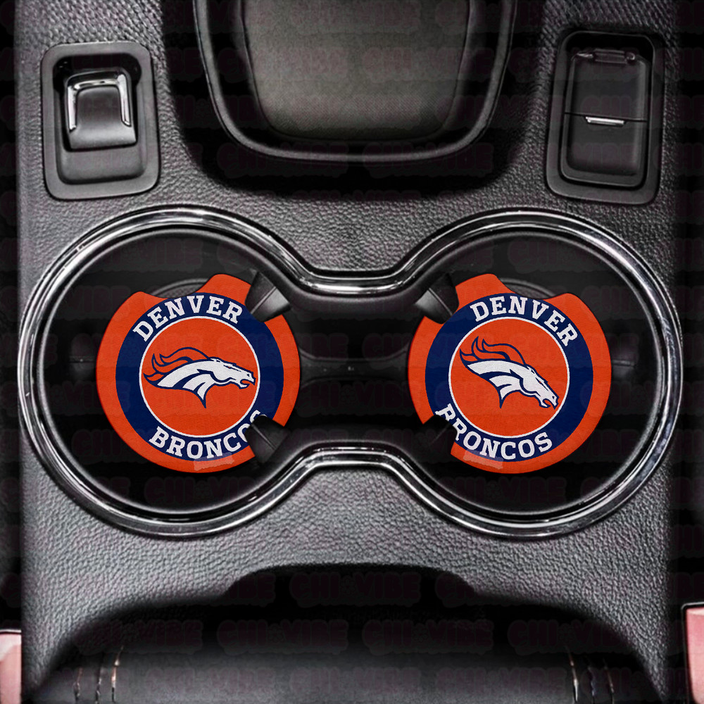 Denver Broncos Car Coasters 2pc Set Custom Handmade Cup Holder Inserts