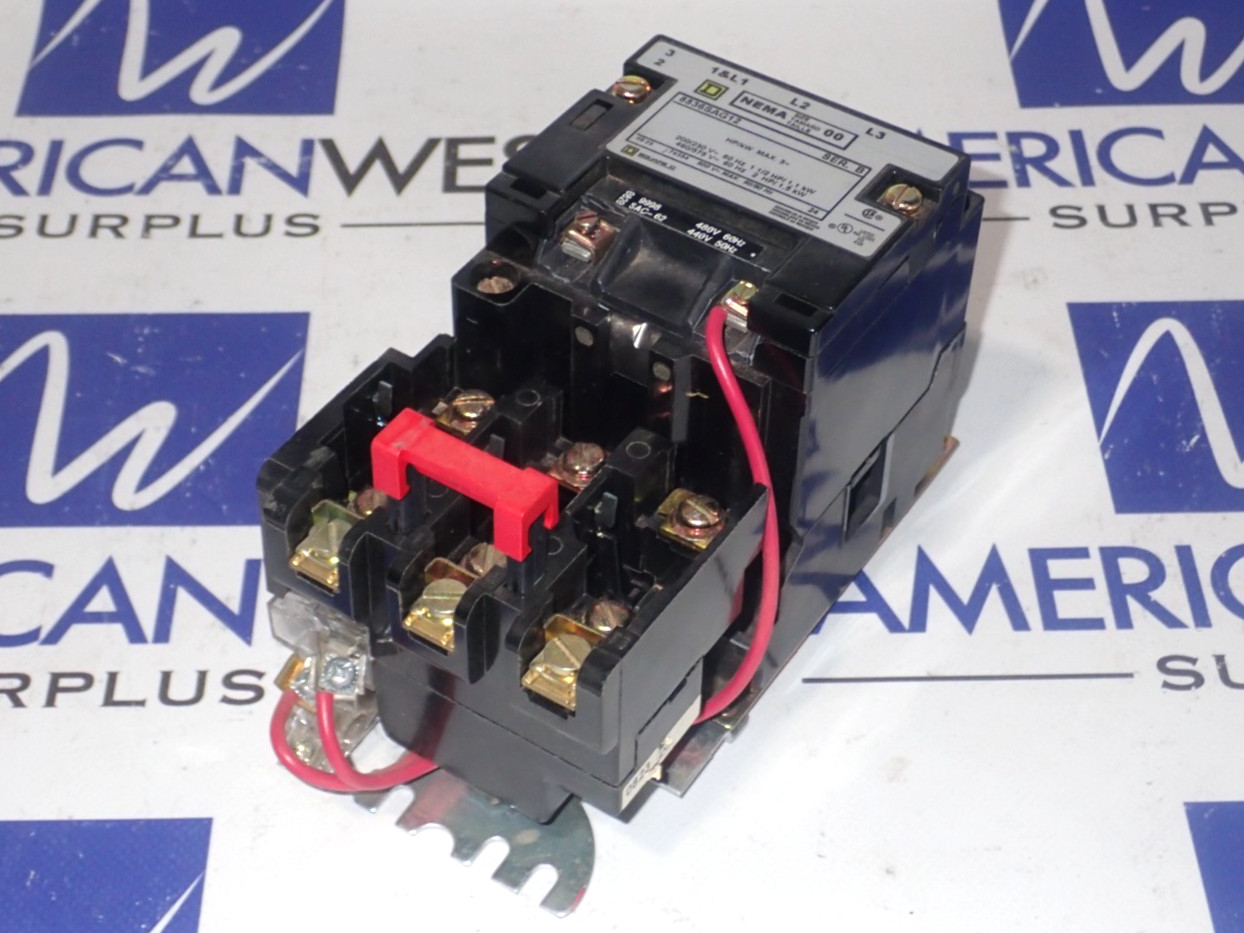 Square D 8536SAG12 Size 00 Starter 3P 11A 600V Contactor 480V Coil -Tested ST418