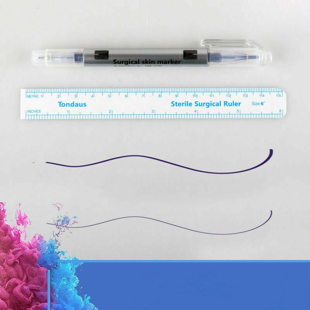 Semi Permanent Makeup Eyebrow Tattoo Marking Positioning Pen + Measuring Ruler E