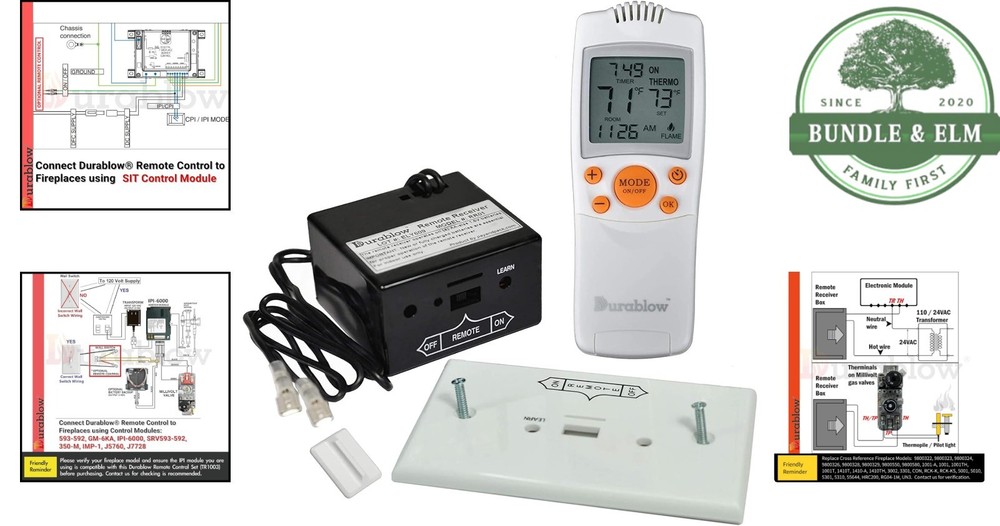 Wireless Gas Fireplace Remote with LCD Display and Automatic Temperature Control