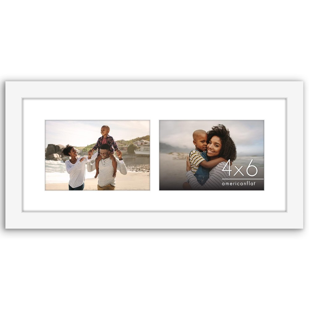 Display Two 4x6 Photos or One 6x14 Image - White Frame