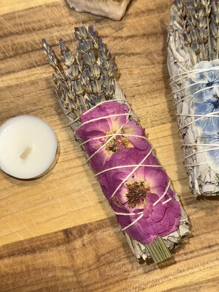 Sage Bundle with Dried Flowers