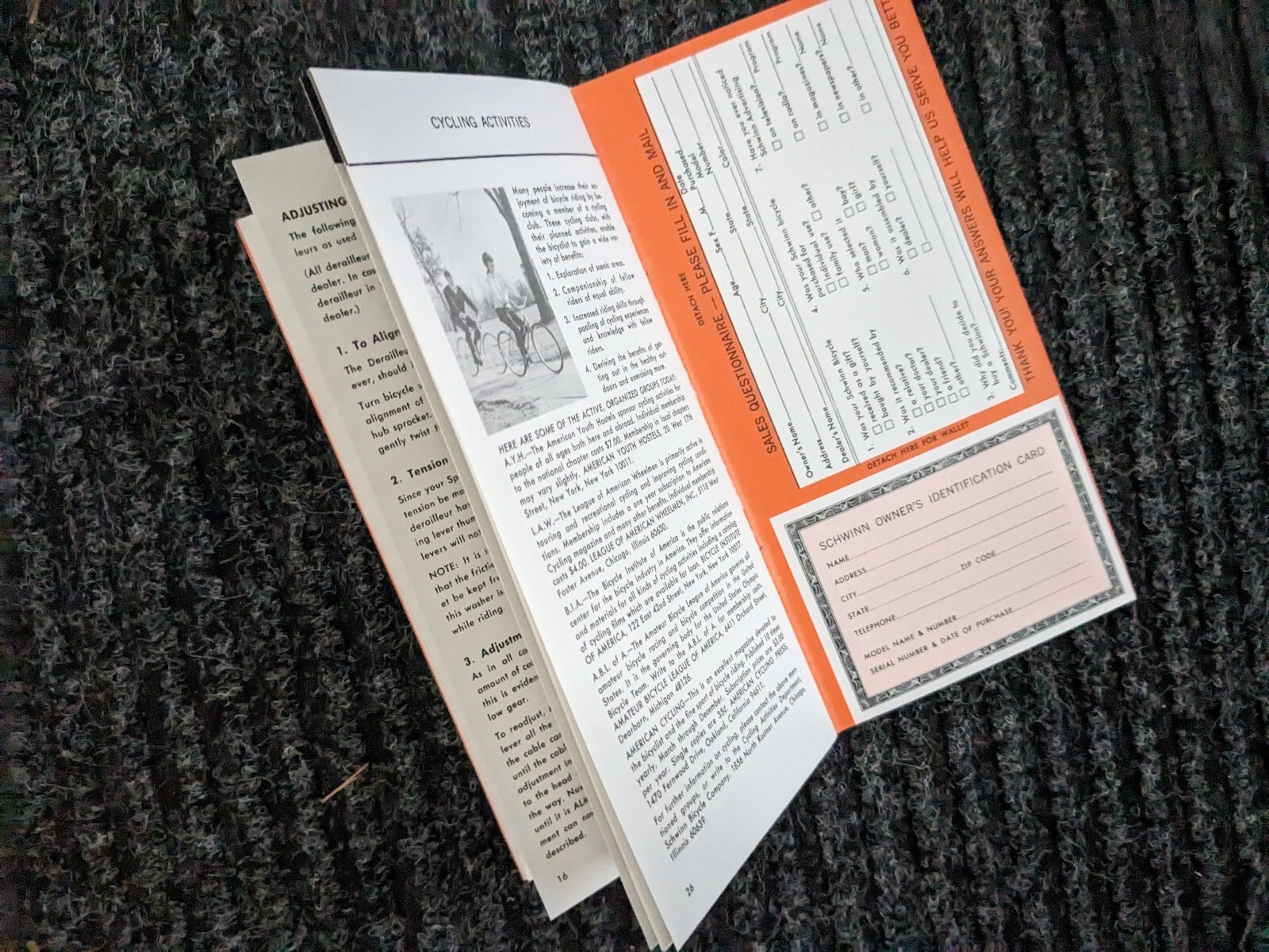 SCHWINN 1968 KRATE & 5 Speed Bicycle Stingray Owners Manual