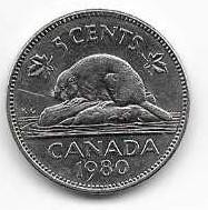 Canada 1980 5 cent  Nickel Circulated