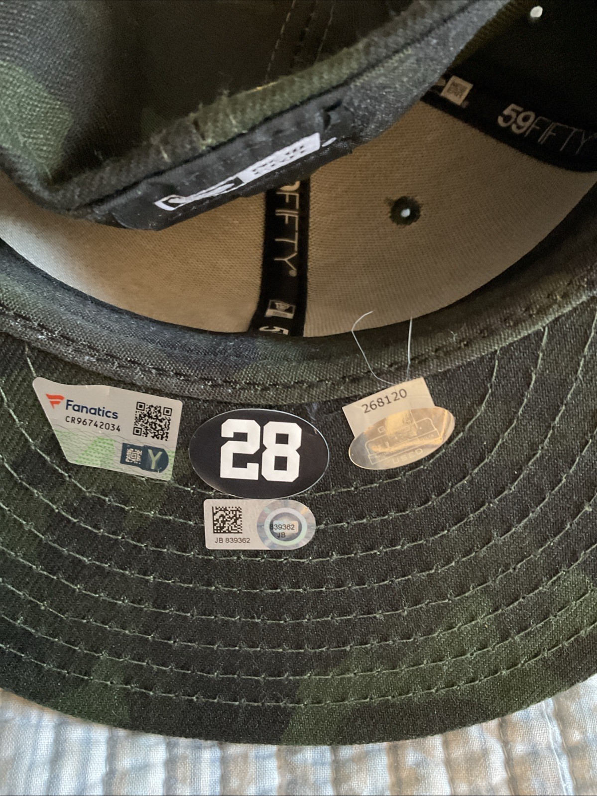 AUSTIN ROMINE *GAME USED* Memorial Day 5/19/19 CAMO HAY#28. COA STEINER