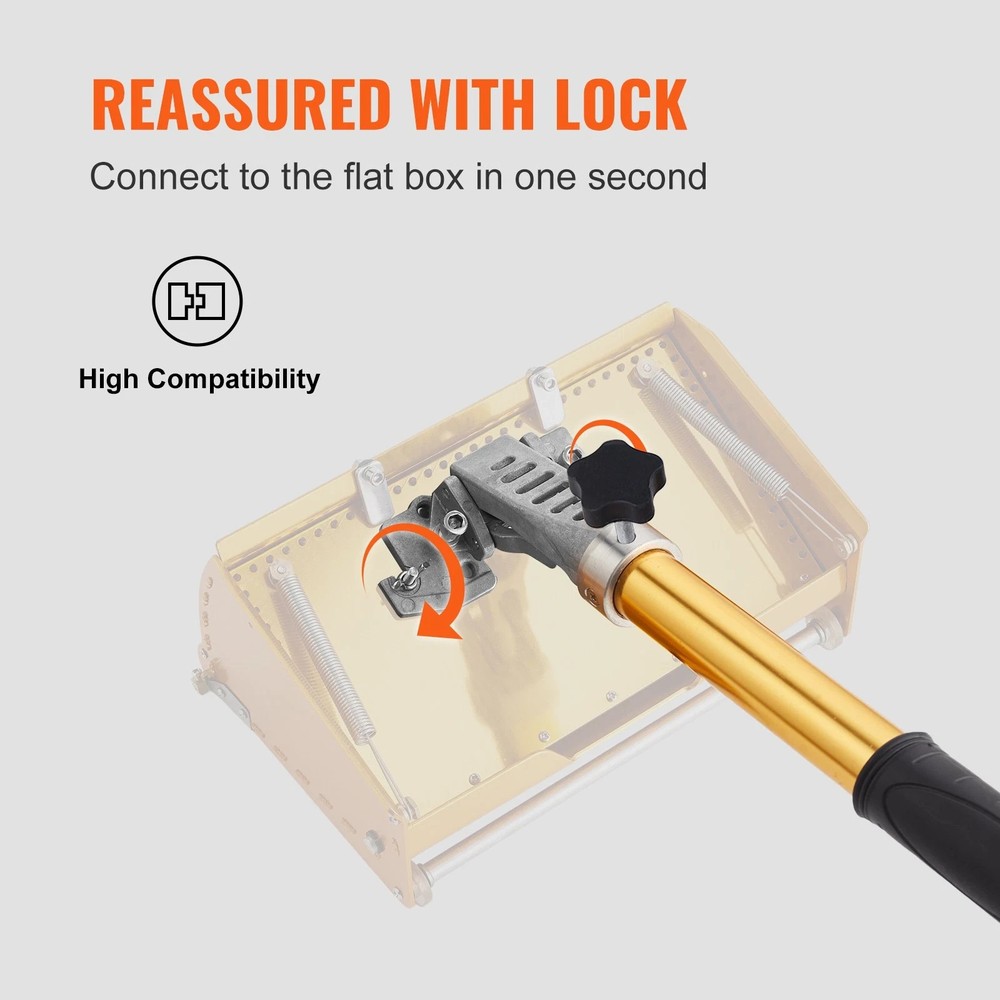 Drywall Flat Box Handle 40''-64'' Anodized Aluminum 5-Section Length Adjustable