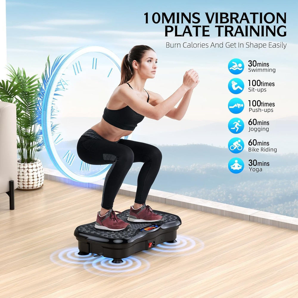 Vibration Plate Exercise Machine, Lymphatic Drainage, 330Lbs Max User Weight