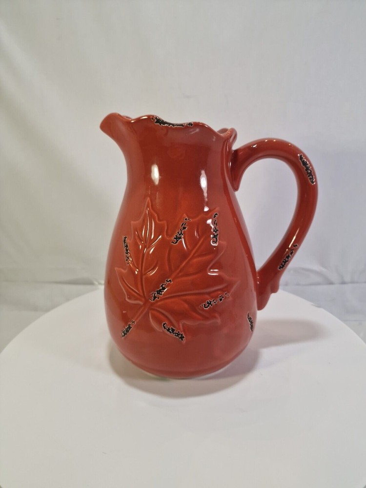 Rare Orange Unique Pitcher leaf design rustic looking, C3