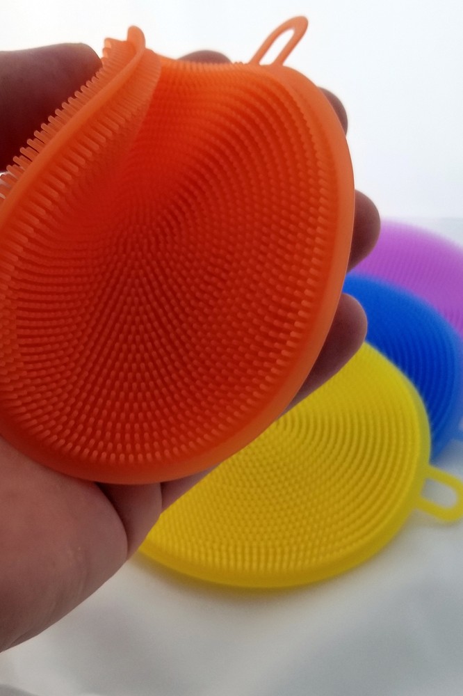 2-PACK - Safe Silicone Scrub Sponge and Scouring Pad - Random Color