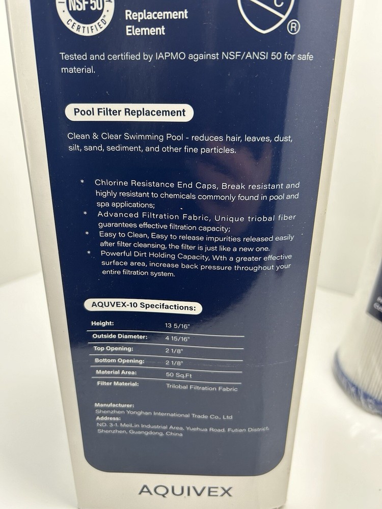 Aquivex-10 Pool Filter SD (1 Pack) New