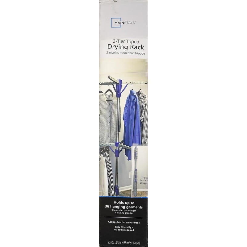 Collapsible Tripod Drying Rack Portable Space Saving 2-Tier Clothes Hanger New