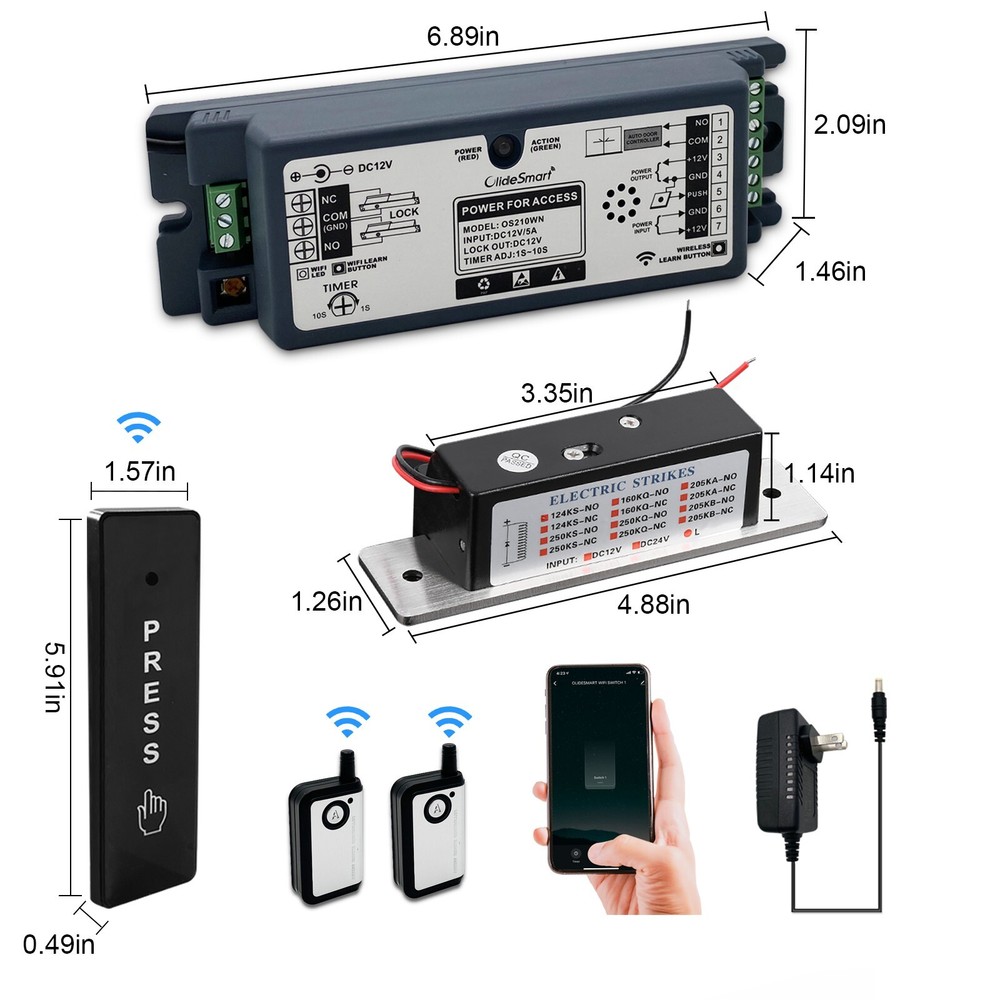 WiFi Access Control Electric Strike Door Lock System with Wireless Press Button