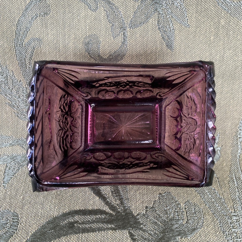 Master Open Salt Dip Purple Glass Cherry Cherries EAPG Pattern Footed