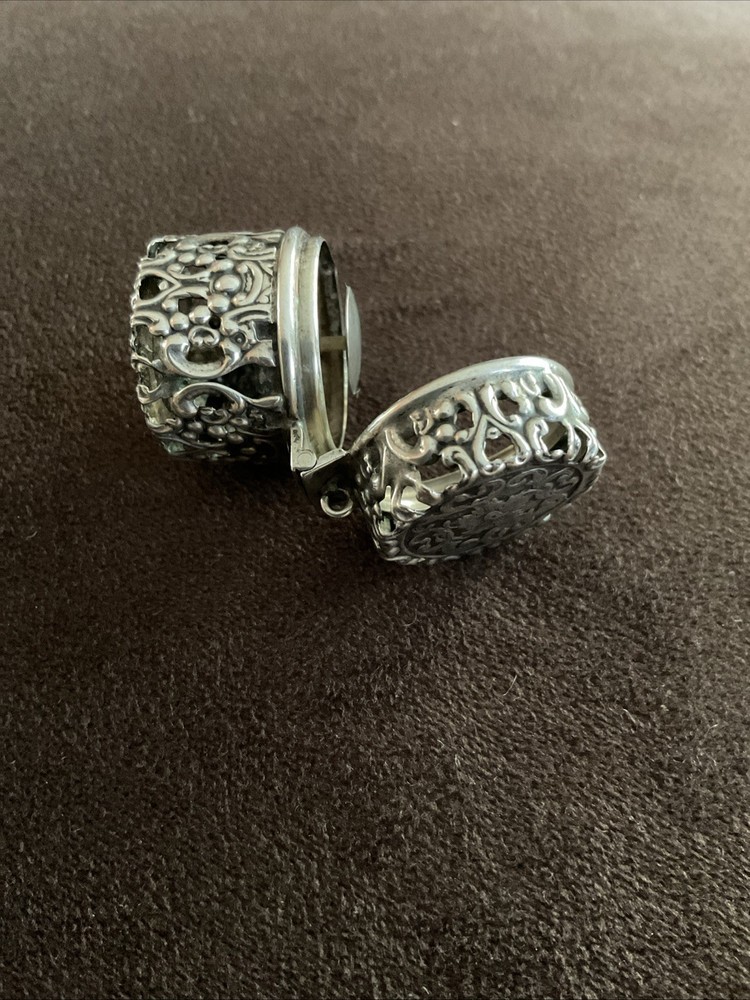 Antique Webster Sterling Silver Chatelaine Thimble Case Holder with Hanging Loop