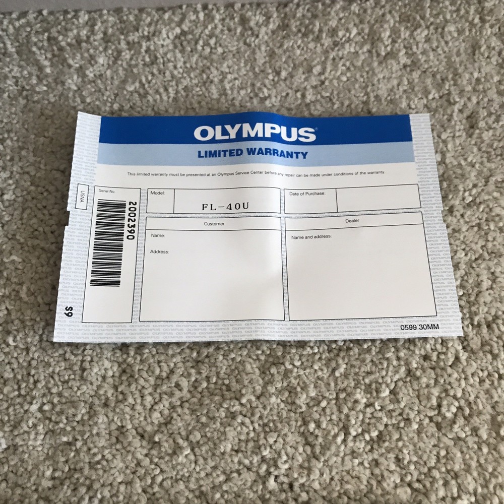 Olympus FL-40 Electronic Camera Flash Unit New In Open Box