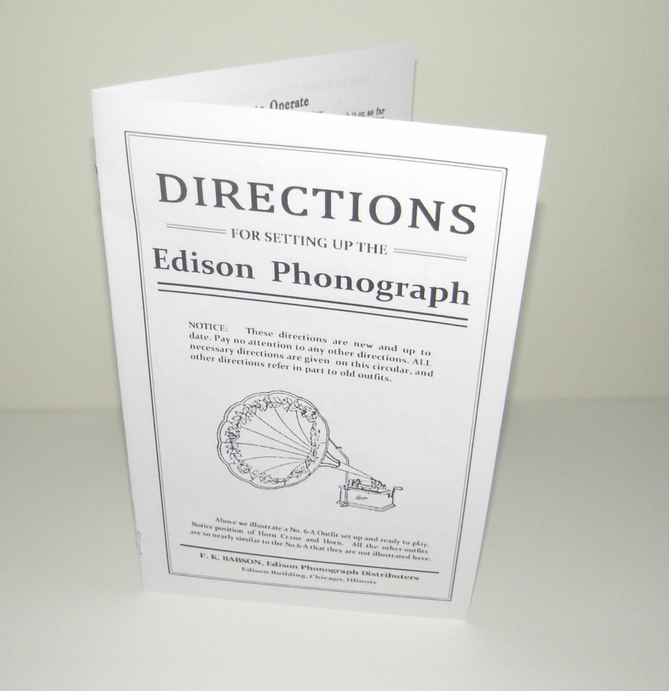 Edison Phonograph Instruction and Setting up Manual Reproduction