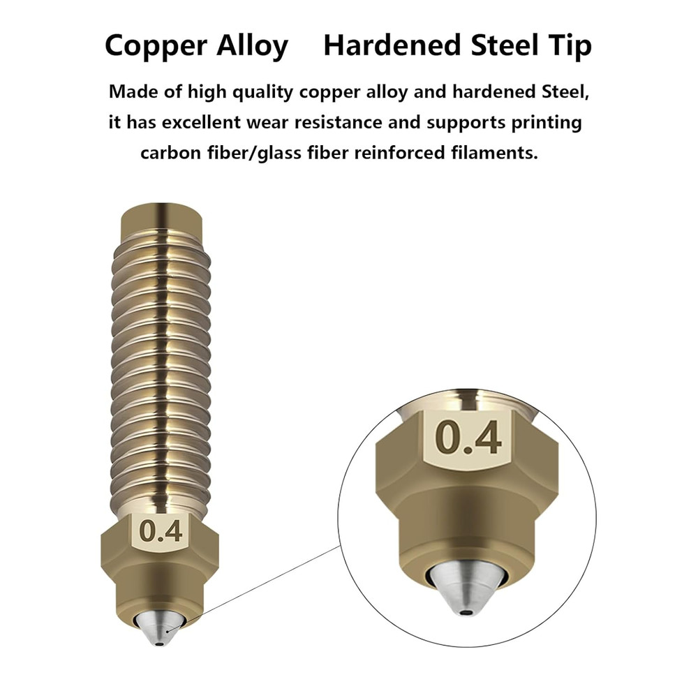 5-Pack 0.4mm Hardened Steel Nozzle Kit for Elegoo Centauri 3D Printer