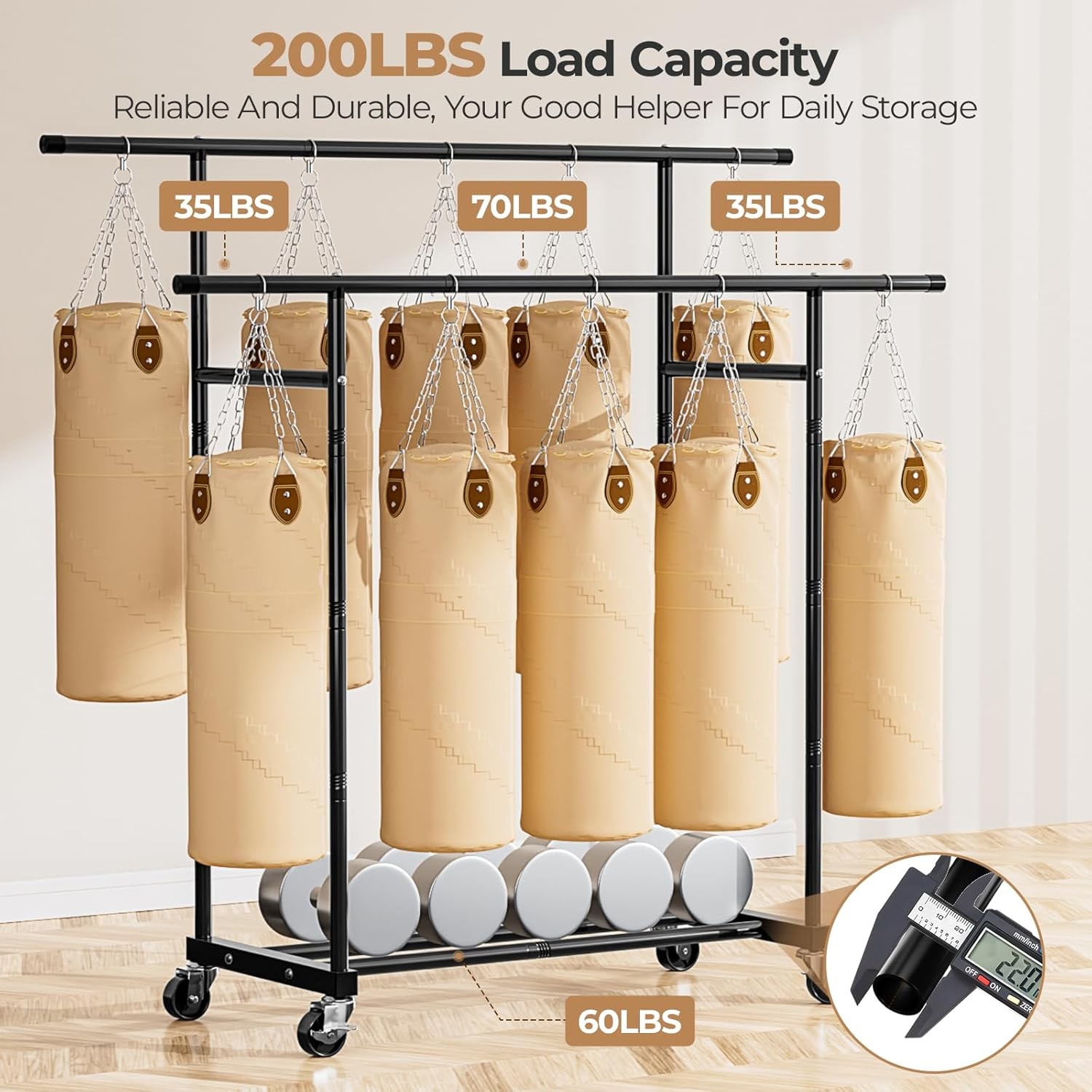 Abiglifty Double Rods Clothes Rack for Hanging Clothes Clothing Rack with Wheels