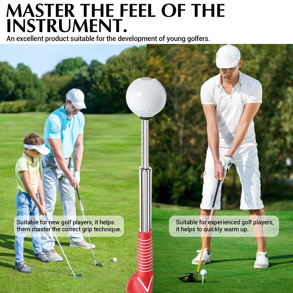 Golf Swing Trainer & Golf Grip Trainer – Retractable Golf Training Aid wit