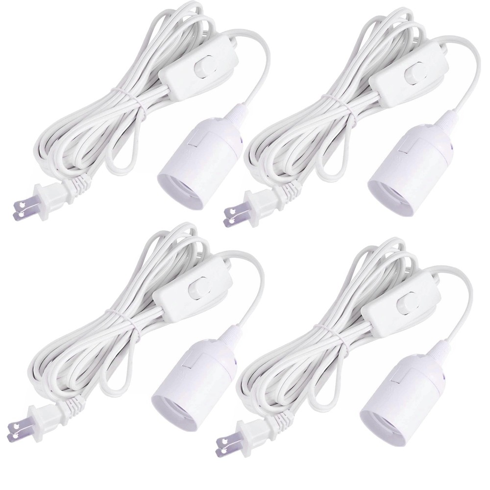 4~16 Pack 6FT 10FT Power Cable Adapter Cords Wire E26 Socket Switch Light Bulbs