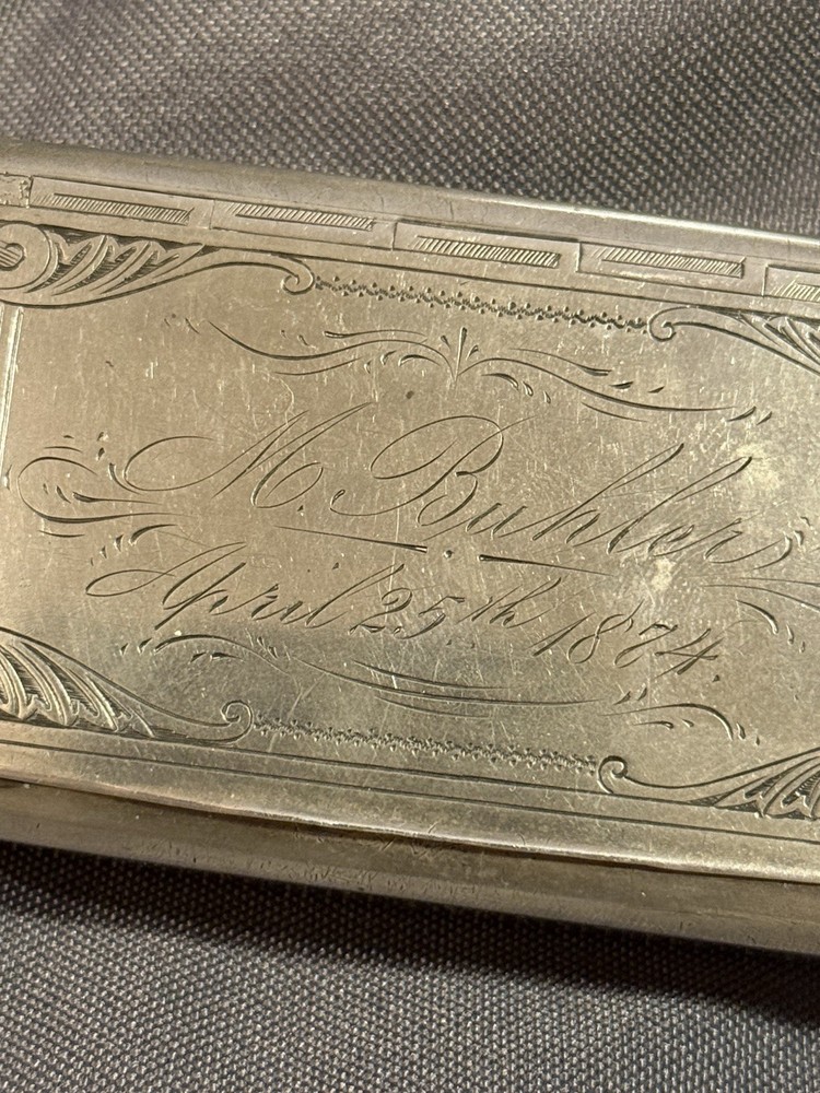 Antique Victorian 800 Silver Snuff Box Dated 1874