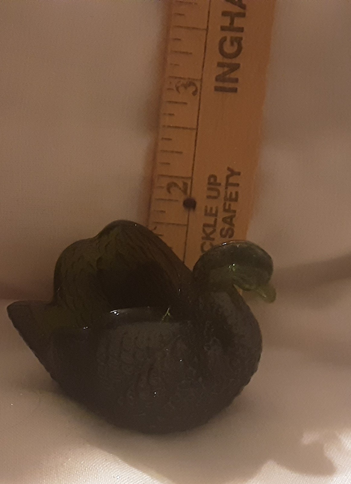 Vintage Deep Dark Green Glass Salt Cellar/Dip Swan