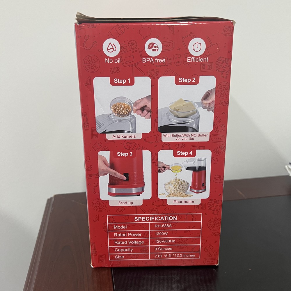 Popcorn Machine hot electric popper kernel corn maker no oil