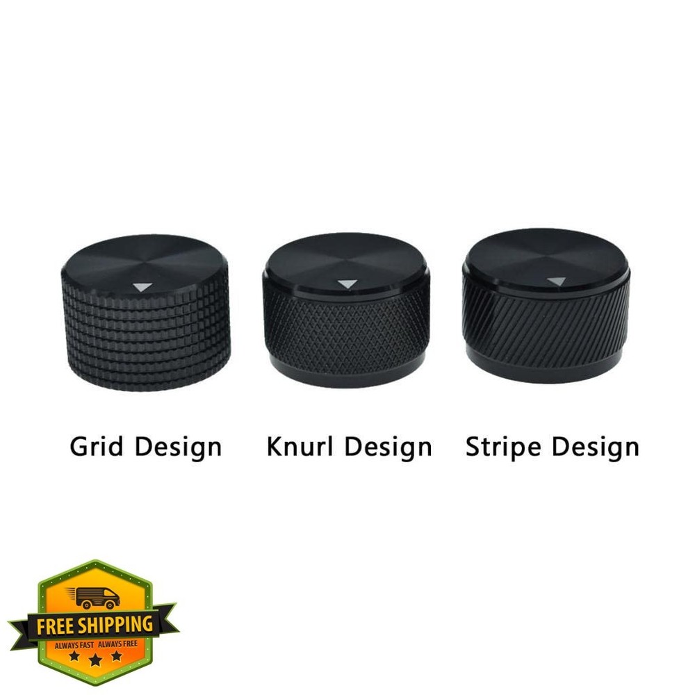 4pcs Aluminum Potentiometer Knobs 1/4" Black Indicator Set Screw