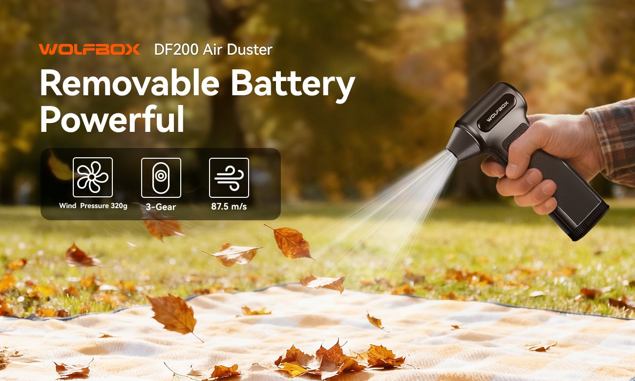 WOLFBOX Handheld DF200 Electric Air Duster w/ Removable Battery Mini Blower NEW