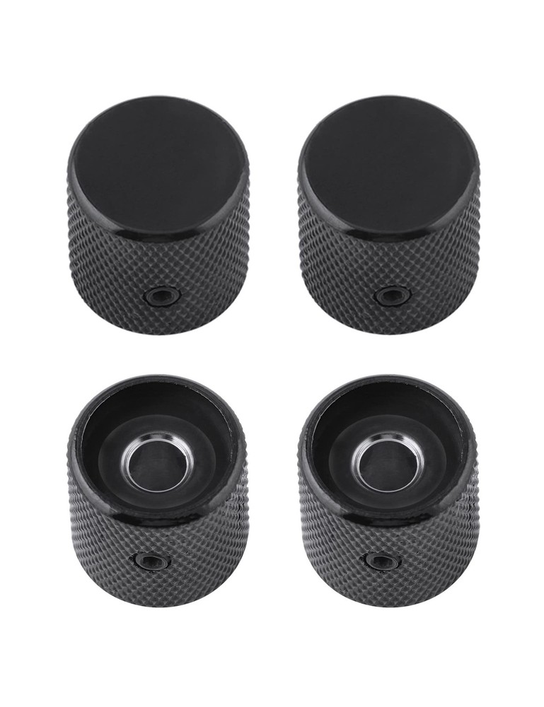 Rubatone Metal Guitar Knobs Flat Top Control with Black Knurled