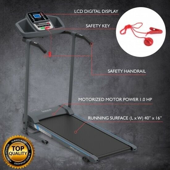 SereneLife SLFTRD20 Electric Folding Treadmill, Exercise Machine, Smart Compact
