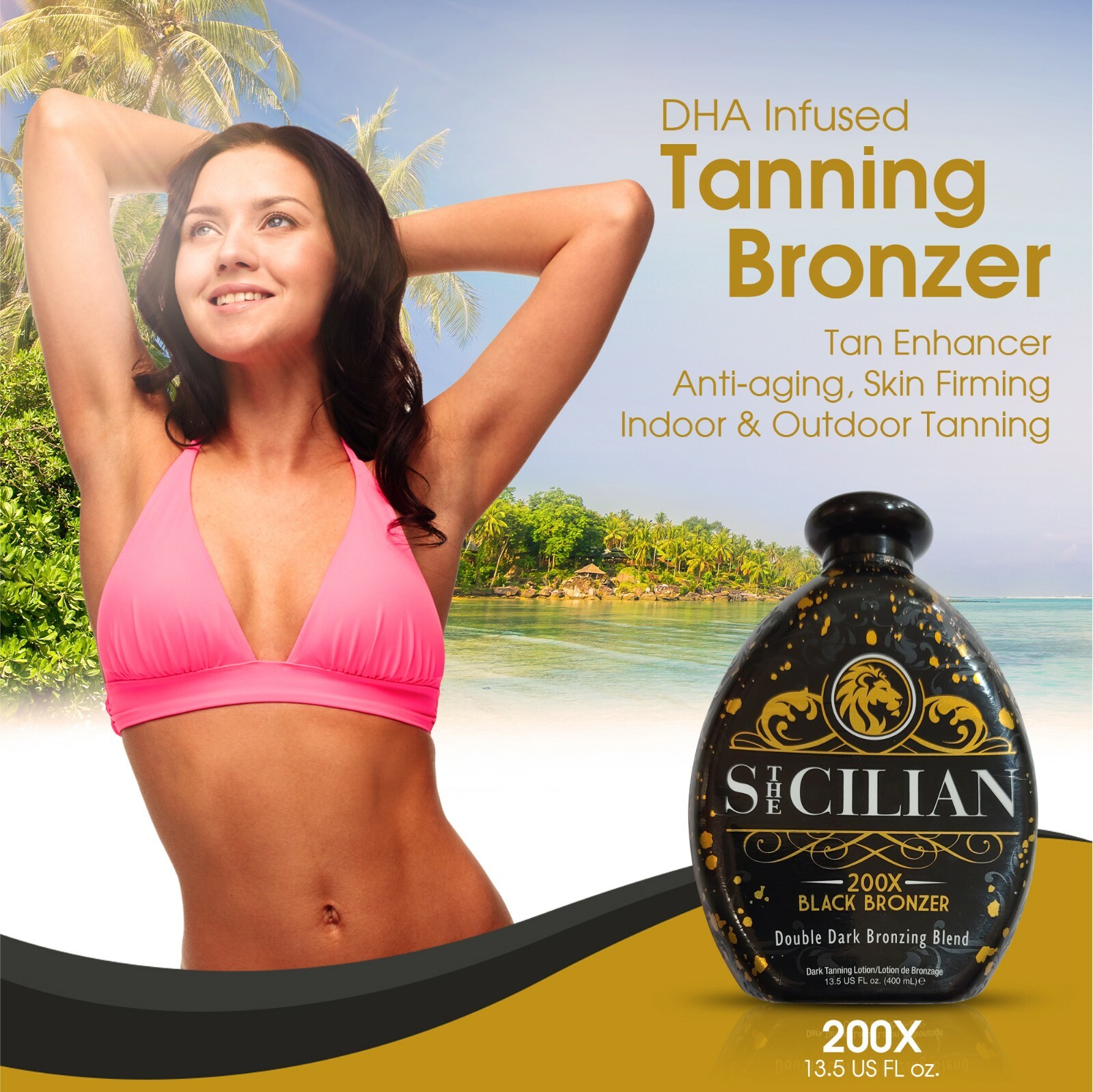 2024 The Sicilian 200x Double Dark Black Bronzer Tanning Lotion Indoor / Outdoor