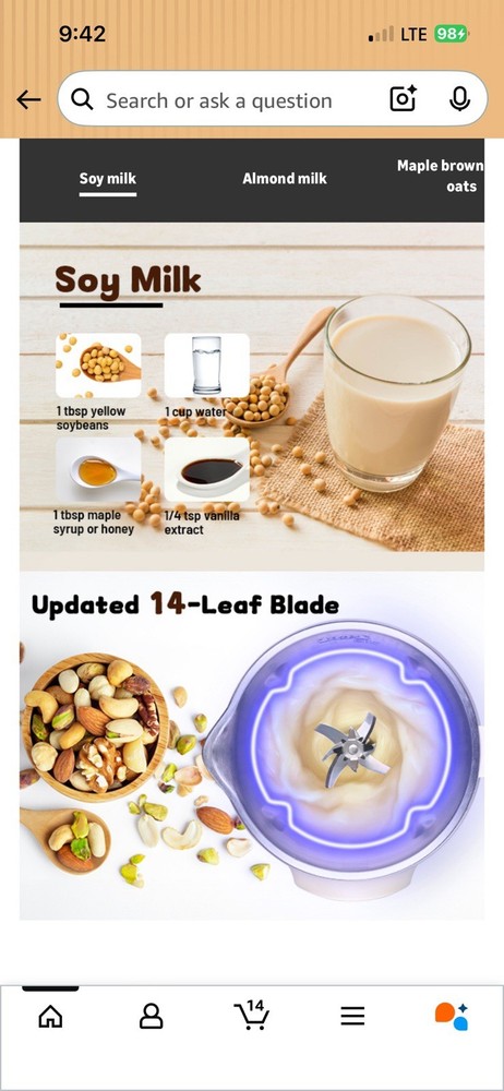 BHG 45oz Automatic Nut Milk Maker- 11 Functions-grinder- EUC Nut/Soy/Plant Based