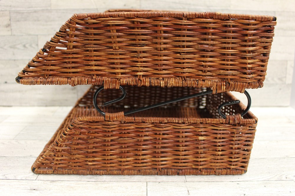 Wicker Double Letter Tray - Used