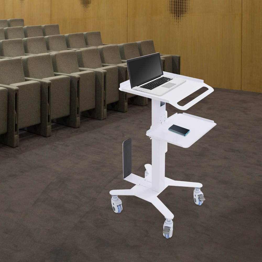 Rolling PC Cart Mobile Computer Workstation Stand Adjustable Beauty Spa Cart