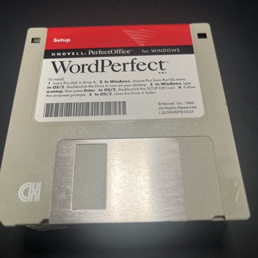 Vintage Novell WordPerfect for Windows Computer Program (10)3.5" Diskettes 1994